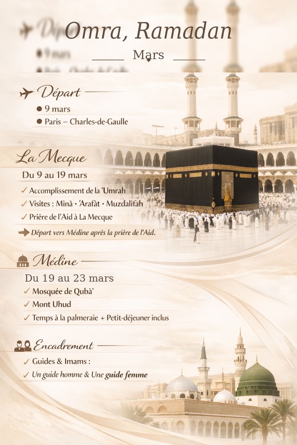 Programme Omra Ramadan - Mars